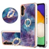 360 Metal Finger Ring Holder Marble Shockproof Cases For Samsung S23 Ultra Plus S22 S21 S20 FE A04E A25 A24 A34 A54 A14 5G Fashion Soft IMD TPU Stone Bling Cover