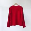 Women's Sweaters Round Neck Wool Cashmere Pullovers Contrast Color Stitching Vertical Stripes Dropped Shoulder Long Sleeve Sweater