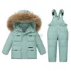 Daunenmantel -30 Winter Kinder Kleidung Sets 2023 Mädchen Schneeanzug Mantel Jungen Daunenjacken Overalls 2PCS Anzug Kinder Oberbekleidung 1-5Y Baby Kostüm HKD230725