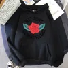 Mens Hoodies Sweatshirts es varmaste hälsningar Hoodie Rose Flower Print Pullovers Streetwear Korean Fleece Casual Male 230725