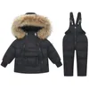 Down Jas Kinderen Kleding Set Jongens Meisje kinderen Snowboard Winter Warm Skipak Waterdichte Outdoor Sport Jas Broek Snowsuit Baby HKD230725