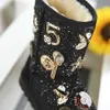 Ботинки обувь зимние детские девочки хлопковые сапоги подростки бархат сгущаются теплые ботинки милые металлические украшения для детей рождественские подарки Z230726