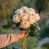 زهور زخرفية عالية الجودة الاصطناعية باقات زهرة مزيفة زهرة عيد الحب ديكور الجدول لحفل الزفاف منزل حديقة