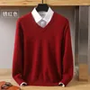 Men's Sweaters 2023 Pure Mink Sweater V-Neck Pullover Cashmere Knitted Autumn And Winter High-End Long-Sleeved Top