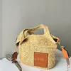 Heiße Luxus Frauen Designer Fashion Beach Bags Umhängetasche Persönlichkeit Strohhandtaschen Hochwertige echte Leder Frauen gewebte Tasche