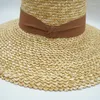 Sombreros de borde anchos Sombrero de verano para mujeres de paja natural Hard Down Down Sun Ladies Ribbon Band Beach Lady Vocation