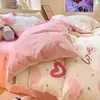 Bettwäsche-Sets 34-teiliges Baumwoll-Set für Mädchen, niedlicher koreanischer Stil, flach und ausgestattet, Bettlaken, Tröster, Twin-Queen-Size-Größe mit Kissenbezug 230725
