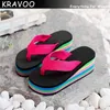 Slippers KRAVOO New Shoes for Women Platform Slippers Women's Wedges Flip Flops Women Sandals Rainbow Slipper Outdoor Beach Slides 2023 L230725