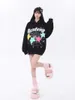 Kadın Hoodies Sweatshirts Kore Moda Y2K Büyük Boy Hoodie Punk Harajuku Baskı Çift Üstler Kawaii Giysileri Sweatshirt Ceket Kadınlar için 230725