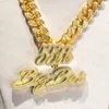 Colgantes de joyería de moda nombre de letra personalizado brillante doble Color Hip Hop Iced Out 3d flor ajuste Moissanite diamante colgante
