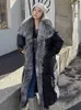 Parkas en duvet pour femmes manteaux d'hiver avec grand col en fourrure de renard argenté garniture nouvelle veste en duvet de canard d'oie femme lâche col de mode détachable long HKD230725