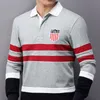 Haft haftu ciężkiego Pure Bawełna Euro American Polos Shirt Męskie Męskie Tlee cienkie, Luksusowe luksusowe splice kolor kontrastowy miasto mody s-5xl