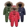 Manteau en duvet Russie hiver -30 combinaison enfants combinaison de neige hiver 12M-4T combinaison bébé doudounes chaudes manteaux en duvet garçons fille vêtements pour enfants HKD230725