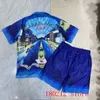 Mens Tracksuits Blue City Night Crazy Racing Printing Hawaii 반바지 셔츠 세트 남성 여성 Casablanca Beach Suit Japan 230724
