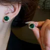 Hänghalsband lyxiga gröna strasshalsbands örhängen för kvinnor kristall choker halsband damer mode bröllop bankett smycken set j230725