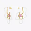 Stud ENFASHION Pendientes colgantes de flores blancas irregulares para mujer Joyería de moda dorada Pendientes colgantes perforados de circón Aretes E1332 230725