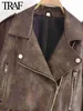 Женский пакет Parkas Traf Women Fashion Winter New Vintage Gradient Leather Jacket