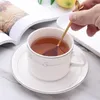 Dinnerware Sets Stainless Steel Fork And Spoon Coffee Honey Stirring Dessert Leaf Flatware Set Kitchen Table