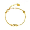 Charm Bracelets Love Letter Bracelet Lucky Clover Braclet 24K Gold Plated Fashion Jewelry Lover Friend Daughter Wife Gift