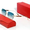 Óculos de sol de grife para mulheres Óculos sem aro Masculino Carti C Decoração Chifre de búfalo Armação de metal prateada Óculos masculinos femininos Marrom Preto Lente Vintage Retângulo Gafas Lunettes