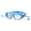 Óculos de natação para crianças Tampões de ouvido conjugados Armação grande HD à prova d'água antiembaçante Meninos Meninas Óculos para esportes aquáticos Sile Óculos para piscina HKD230725