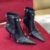 Boots Women's Dermis Stiletto Short Boots Tassel острый локомотив -шпилька украшенные боковые сапоги на молнии роскошные дизайнерские фабрики High Shoes Z230726