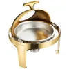 Juegos de vajilla de lujo grande de acero inoxidable Chafing Dish Gold 6.5L Big Roll Top Round Catering Warmer