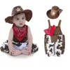 Conjuntos de roupas 3 pçs criança bebê menino menina roupas de carnaval fantasia fantasia festa traje de cowboy macacão chapéu cachecol 230724