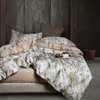 Sängkläder uppsättningar 29Color 4 6st Luxury Egyptian Cotton Set Queen King Size Bright Flamingo Leaf Då täcke Bedblad Set monterad 230724