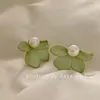 Stud Oorbellen Trendy Gesimuleerde Parel Leuke Groene Bladeren Zoete Romantisch Voor Vrouwen Meisjes Groothandel Drop Sieraden Gift