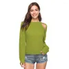 Women's Sweaters 2023 Plus Size Sweater Slash Neck Off-the-shoulder Sexy Bottoming Crop