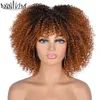 Sentetik peruklar kısa saç afro kinky kıvırcık peruklar ile patlama ile Afrika sentetik ombre siyah kadınlar için glueless cosplay peruk yüksek sıcaklık 230725