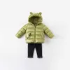 Вниз пальто DBZ16317 Дейв Белла Зимние детские детские детские модные мультипликационные капюшоны.