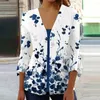 Women's Blouses Women Cardigan Single Breasted Floral Printed Vacation Wear Open Front Loose T-shirt For Casual