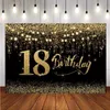 Hintergrundmaterial: Schwarzgold, 18. Fotohintergrund, Mädchen-18. Geburtstag, Party, individueller Fotohintergrund, Fotostudio-Requisiten, Banner x0724