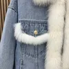 Women's Down Parkas Winter Women's Denim White Duck Down Jackets med natrual Real Fox Fur Collar Lady Korean Fashion Luxury Female Coats Outwear HKD230725