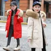 Down Coat Winter Down Jacket for Girl Fur Collar Children Thicken Hooded Long Teenage Girl Outerwear Coat 4-13Years Kids Snowwear HKD230725