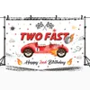 Hintergrundmaterial MOCSICKA Zwei schnelle Geburtstags Hintergrund Jungen Happy 2. Geburtstagsfeier Dekoration Red Racing Hintergrund Hintergrund Custom Banner Studio Photoshot X0724