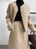 Deux pièces robe deux pièces robe mode ensemble pour femmes jupe ensembles hiver chaud vêtements coton rembourré veste manteau ALine costume tenues Z230726