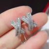 topkwaliteit dupe merk 925 sterling zilveren sieraden strass kruis oorknopjes voor vrouwen