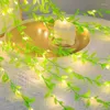 Fiori decorativi Piante di foglie di edera artificiale Vite con stringa di luce Realistico Sicuro Alimentato a batteria Viti finte Luci fatate per camera da letto