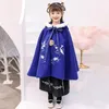 Ethnische Kleidung Rot Mädchen Stickerei Hanfu Cape Winter Langer Umhang Chinesischer Kinderstil Mantel Kinder Weihnachten Kapuzenumhänge Jahresoutfit