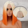 Synthetic Wigs WERD Short Orange Wig Middle Part Blonde Lady Bob Hair Synthetic Heat Resistant Wig Cosplay Wig 230725