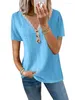 Camisetas femininas Camisa verão moda solta decote em V botão casual camiseta de manga curta tops femininos