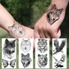 Eagle Black tymczasowe tatuaże dla mężczyzn kobiety Tiger Wolf Realistic Coyote Tattoo Tattoo Katera Kreatywna górska szkic Fake Tatoo Hands