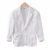 Men's Suits 2023 Spring Vintage Flat Collar Linen Handsome Small Suit Casual Loose Fashion Versatile Literature Cotton Blazer
