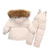 Manteau en duvet enfants vêtements ensemble 2023 hiver -30 degrés duvet de canard combinaison bébé combinaison de neige Parka enfant en bas âge fille ensemble garçons veste HKD230725