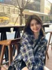 Women's Jackets Plaid Shirt Lazy Style Retro Loose Cardigan Female Coat Long Sleeve Autumn Spring Clothes South Korea