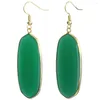 Dangle Earrings TUMBEELLUWA Green Glass Translucent Oval Charms Drop Gold Color Hooking Jewelry For Women