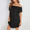 Robes décontractées Sexy volants élastique poitrine robe portefeuille pour les femmes 2023 plage vacances en mousseline de soie sans bretelles Mini élégant dame Streetwear Vestidos